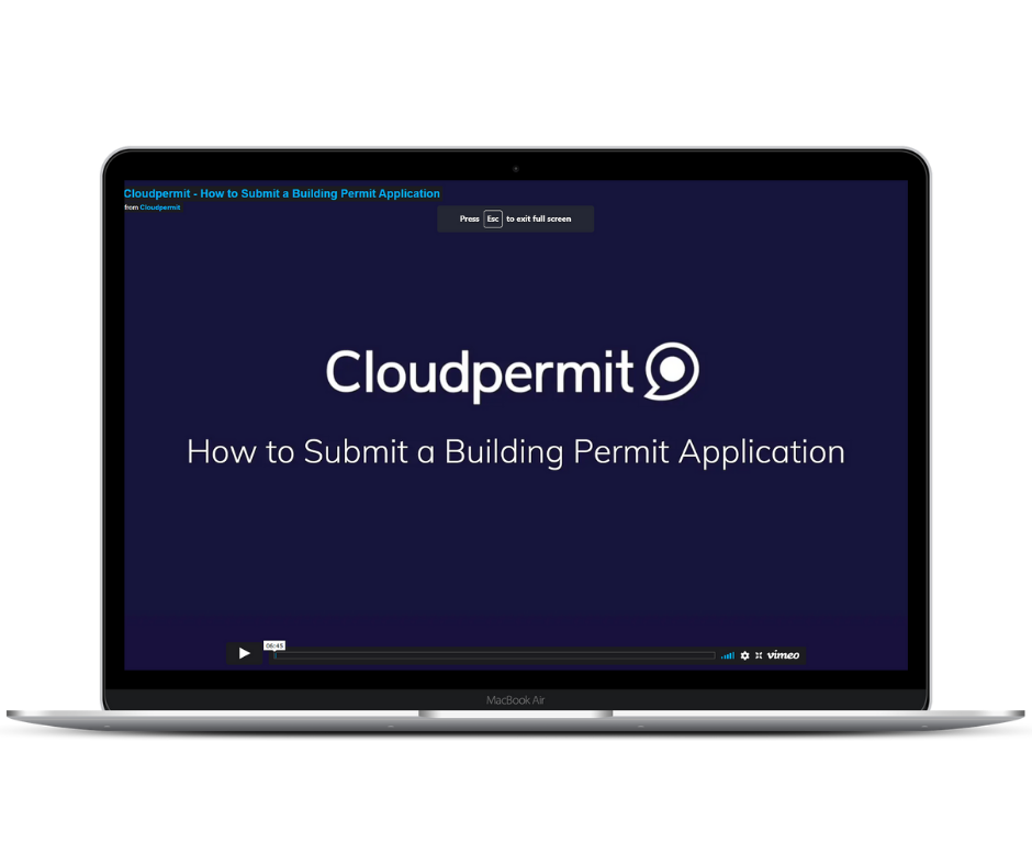 Computer screen with cloudpermit video how to submit an application on screen