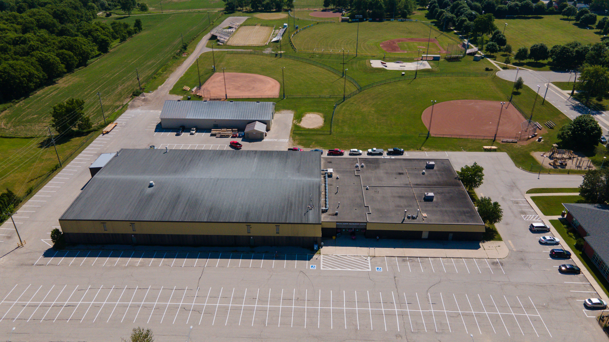 Aerial view of South Huron Recreation Centre